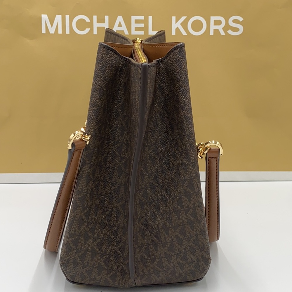 MICHAEL KORS TEAGEN LG LONG DROP SATCHEL BROWN - Picture 8 of 16